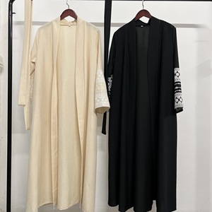 Abaya Kimono Turque de Luxe Brodé Keffiyeh Palestine pour Femme, Vêtements Islamiques de Dubaï, Kaftan - Product Image 3