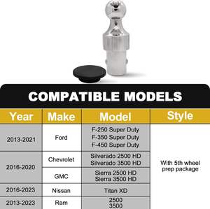 OE #60629 2-5/16 pulgadas <span class=keywords><strong>Bola</strong></span> de enganche de cuello de cisne <span class=keywords><strong>bola</strong></span> de enganche de <span class=keywords><strong>remolque</strong></span> para <span class=keywords><strong>Ford</strong></span> F250 F350 F450 Chevrolet Silverado Dodge RAM 2500 - Product Image 2