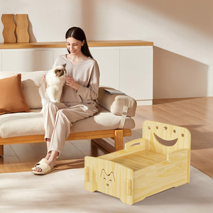 Wooden Cat <b>Bed</b>-Wooden Indoor Pet <b>Bed</b> for Cats, Dogs, <b>Rabbits</b>, Kittens and Small Animals Without Mattress Easy Assembly - Product Image 2