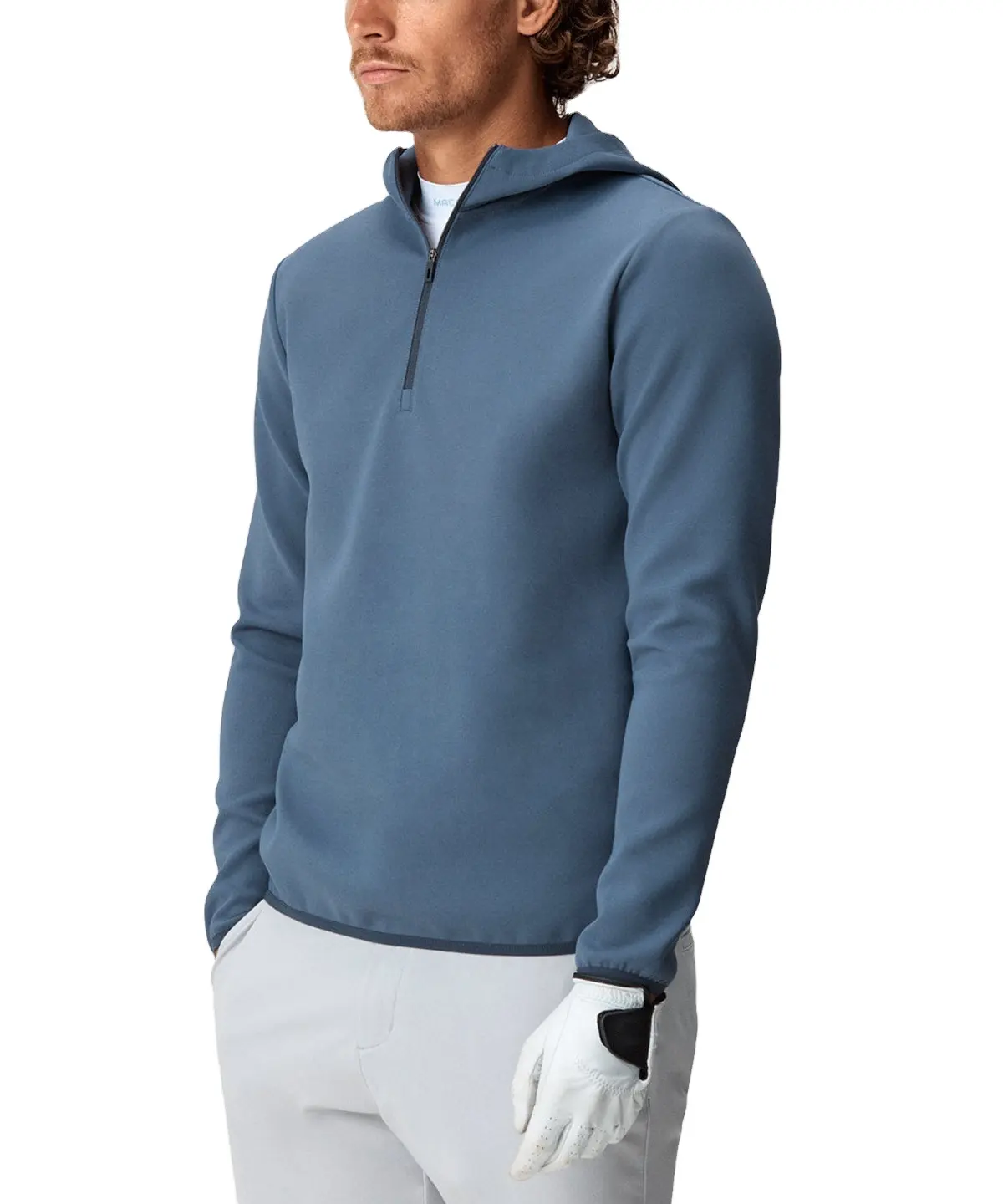 Performance Polyester Spandex Soft Gym Sport Golf Running Hooded Thermal Quarter Zip Pullover Mens 1/4 Zip Fleece Hoodie
