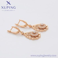 S00112362 Joyería XUPING, Pendientes Colgantes de Zirconia Redonda en Forma de Lágrima en Oro de 18K y Cobre - Joyería de Lujo para la Noche para Mujer