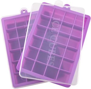 Moules à glaçons en <span class=keywords><strong>silicone</strong></span> avec <span class=keywords><strong>couvercle</strong></span> pour congélateur, amovibles et empilables, 15/24 glaçons par <span class=keywords><strong>bac</strong></span> - Product Image 5
