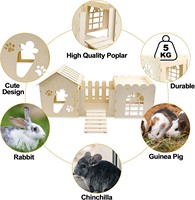 Maison de cachette en bois moderne pour lapin de grande taille, château en bois pour petits animaux, cage, maison de jeu pour lapin, habitat pour lapin nain, cochon d'Inde