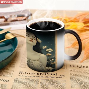 Mug en céramique à changement de couleur 11oz Noir givré Tasse vierge pour sublimation Souvenir de festival - Product Image 5