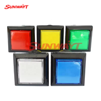Bouton poussoir lumineux carré 33x33mm avec micro-interrupteur 12V LED en plastique, version anglaise, pour machines de jeux d'arcade