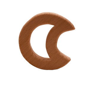 Populaire Dentition Bébé Lune En Bois de Hêtre De Qualité Alimentaire Dentition Jouet - Product Image 1