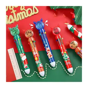 חם מכירת חג המולד קריקטורה מתנה מצויר עשרה צבע עט כדורי עבור סטודנט לעט קידום מכירות סטודנט