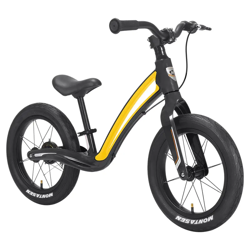 Montasen M-F805 14'' Single Speed Magnesium Kids Balance Bike With Brake Black Red Yellow Children Bicycle Child Bike