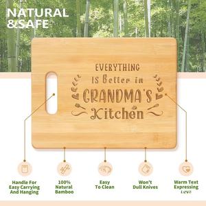 Bamboo Cutting Board Rectangle Natural <b>Wood</b> Color Laser Engraved Kitchen Fruit Bread Double Sided Chopping <b>Block</b> - Product Image 4