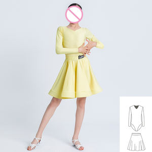 Vestido de manga corta para tutú de niña, con falda leotardo, vestido de baile latino de Ballet - Product Image 2