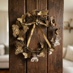 Guirnalda de Mariposas Metálicas Vintage, Flores Decorativas Hechas a Mano, Adorno Redondo para Colgar en la Pared, Arte Artesanal - Product Image 6