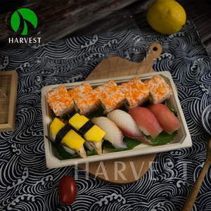 Papier de bagasse de canne à sucre sulfurisé étanche pâte à papier non blanchie boîte <span class=keywords><strong>Maki</strong></span> jetable 100% <span class=keywords><strong>plateau</strong></span> à <span class=keywords><strong>sushi</strong></span> en pâte compostable - Product Image 5