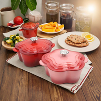 Casserole en fonte en forme de fleur, cocotte de couleur
