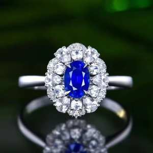 SGARIT Fabricante de Joyería Fina, Anillo de Diamantes con Zafiro Azul Natural de 0.65 CT, Oro Blanco de 18k Real, para Compromiso - Product Image 1