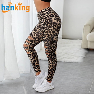 Ehanking Leggings extensibles léopard/uni noir pour femme, taille haute, slim, pantalons longs et slim, S-XL - Product Image 1
