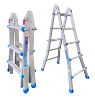 JINLUBA / Marque Client FT-603 Échelle manuelle à 6 marches en aluminium avec verrouillage, pieds évasés, capacité de charge de 150 kg pour salle de sport et escalier