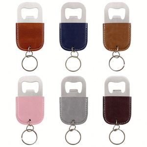 Stocked 7 Colors PU Leather Bottle Opener <b>Keychain</b> Portable Promotional Keyring for Welcome Gifts Wine Beer Lovers - Product Image 1