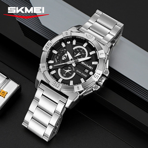 Skmei 2399 Vàng Bạc Đen Người Đàn Ông Xem Thạch Anh Phong Trào Thép Không Gỉ Ban Nhạc Tay Đồng Hồ Cho Nam Giới 3ATM Đồng Hồ Chống Thấm Nước Bán Buôn - Product Image 5