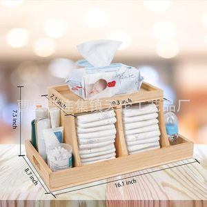 Caja de almacenamiento de madera para sala de estar y dormitorio, organizador de pañuelos sencillo, estante de madera para bebés y biberones. - Product Image 4
