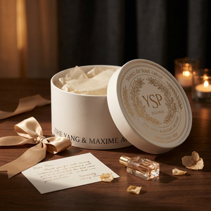 Caja de Regalo Redonda Rígida de Alta Gama con Logotipo Personalizado en Lámina Dorada, Empaque de Lujo Blanco Mate para Recuerdos de Boda y Velas - Product Image 4