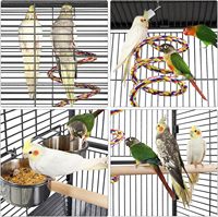 Yaheetech Cage à oiseaux en fer forgé Playtop de 61 pouces avec support roulant pour perroquets, calopsites, canaris - Utilisation intérieure/extérieure - Noir