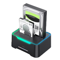 Docking Station Enclosure Hard Drive Eksternal Dual Bay USB 3.0 ke SATA untuk HDD/SSD 2.5/3.5 Inch
