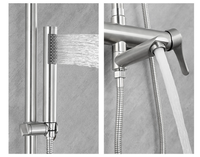 Robinet de douche extérieur SUS304 Système de fixation de douche Ensemble combiné Montage mural 3 fonctions Nickel brossé Kit de douche à effet pluie de 8 pouces