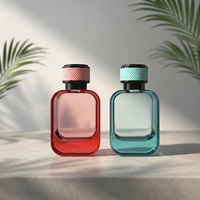 Flacon de parfum carré personnalisé avec logo, 50 ml en stock, rose et noir, flacon de parfum en verre avec vaporisateur, flacon de parfum de luxe avec boîte cadeau