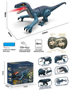 Modèle de <span class=keywords><strong>dinosaure</strong></span> <span class=keywords><strong>télécommandé</strong></span> à 5 canaux, petit <span class=keywords><strong>Velociraptor</strong></span>, Spinosaurus, D-Rex, Dilophosaurus, marche, avec lumière - Product Image 2
