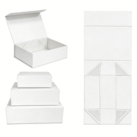 Petite boîte cadeau pliable blanche pour bijoux, bagues, fermeture magnétique, doublure en éponge, impression quadricolore, estampage à chaud, pliable