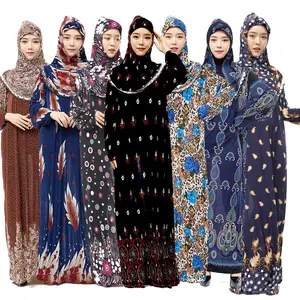 2022迪拜印花穆斯林礼服女士派对欧洲服装美国服装非洲设计的Abaya宽松长袍