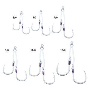 Amo da Pesca in Acciaio ad Alto Tenore di Carbonio, Forma a 8, Anello Solido, per Lenza PE, Amo Doppio per Pesca in Mare, Tonno, Acqua Salata - Product Image 2