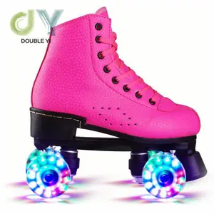 Two-row Glitter Flashing Roller Quad Skates Unisex Wheel Skating Shoes For Woman And Man