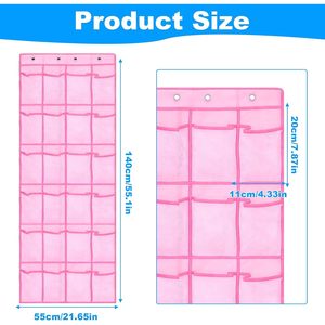 Over The Door Organizer 24 Pocket Pink Hanging <b>Storage</b> For <b>Shoes</b> And Bathroom Essentials Behind Doors On Walls - Product Image 5