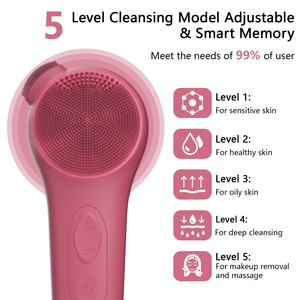 Ensemble de brosses faciales rotatives en silicone, instrument de nettoyage du visage portable avec brosse blanche pour usage domestique, outil de soin du visage - Product Image 2