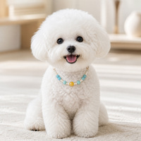 Collier pour animaux de compagnie en cuir classique de luxe durable, décoré de chalcédoine jaune naturelle à 100 % et de perles d'eau douce, pour chats et chiens