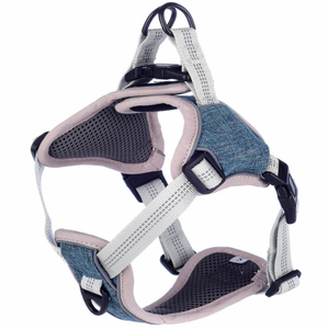 Conjunto de arnés y correa para perros de primera calidad, chaleco de tela vaquera suave para mascotas, correa reflectante ajustable sin tirones para <span class=keywords><strong>collar</strong></span> de perro para cachorros y perros - Product Image 1