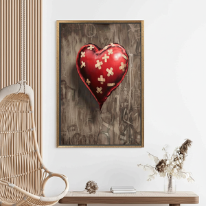 Street Art Bandaged Red Heart Printed Canvas for Modern Decor,<b>GOLD</b> <b>FRAMED</b> CANVAS - Product Image 3