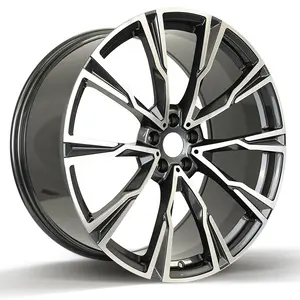 FF Stock Best Price machine-face 6061-T6 Alloy Gloss black 5X120 19 20 21 luxury Car 21 Inch Forged Wheel
