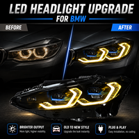 Ensemble de phares LED BK pour BMW Série 4 2020-2026, yeux dorés, DRL Spoon, projecteur laser bicolore, Plug and Play