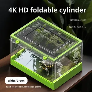 Terrarium pliable en plastique tendance pour reptiles 42x30x26 cm, habitat portable transparent avec porte frontale et dessus en maille pour la maison - Product Image 2