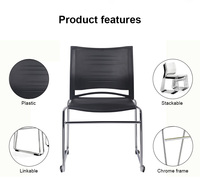 Chaise de bureau moderne en plastique PP empilable et connectable, réglable en hauteur, pour bureau à domicile, salle de conférence, salle de formation, salle de classe, réception étudiante