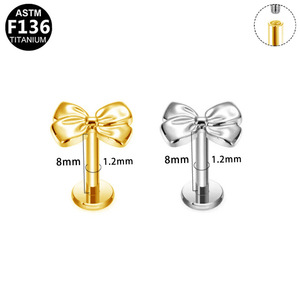 <b>Titanium</b> Stud Earrings Bowknot F136 <b>Titanium</b> Alloy Gold Silver Color Ear Jewelry For Women Gift Fashion Accessory - Product Image 5
