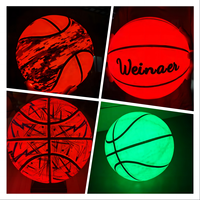 Basketball en caoutchouc avec logo personnalisé et couleur à LED Taille 6 7-Entraînement avec brevet américain imprimé Taille 5