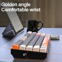 Clavier mécanique sans fil BT5.0/2.4GHz double mode ergonomique compact avec touches PBT 65% pour jeux