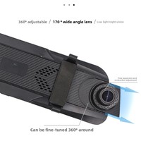 Caméra de tableau de bord de voiture avec écran tactile de 9,66 pouces, enregistrement double objectif avant et arrière 1080P, vision nocturne, caméra de recul 170° °   Grand angle