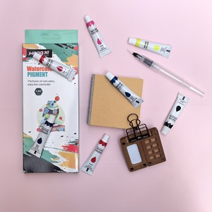 Ensemble de peinture aquarelle <span class=keywords><strong>miniature</strong></span>, boîte en bois de noyer, portable, compact, pour le journaling, le dessin, le coloriage, jouet de dessin populaire pour enfants - Product Image 1