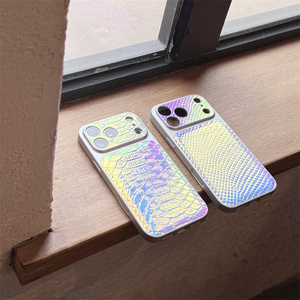 Coque de téléphone en cuir serpent laser arc-en-ciel pour iPhone 17 Air 16 15 14 <span class=keywords><strong>Pro</strong></span> Max, motif TPU coloré à changement de couleur, coque arrière - Product Image 4
