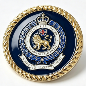 Pièce de défi personnalisée en émail dur, motif Couronne royale du Lion, pour pompiers, commémorative, souvenir, médaille d'honneur du département, Fête des Pères - Product Image 3