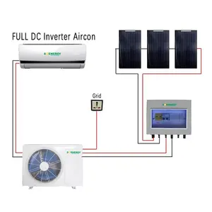 18000BTU Split Tpye Wall Mounted Solar Air Conditioner Powered By Solar Panel Hybrid AC DC Solar Air Conditioner
